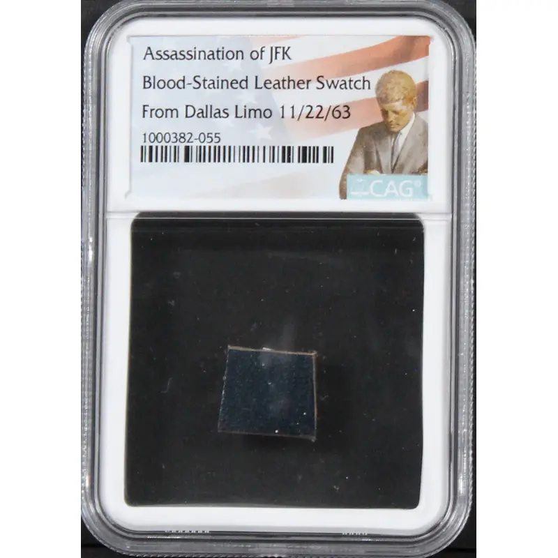 John F. Kennedy Blood Stained Leather Swatch From Limo 1963 Assassination CAG
