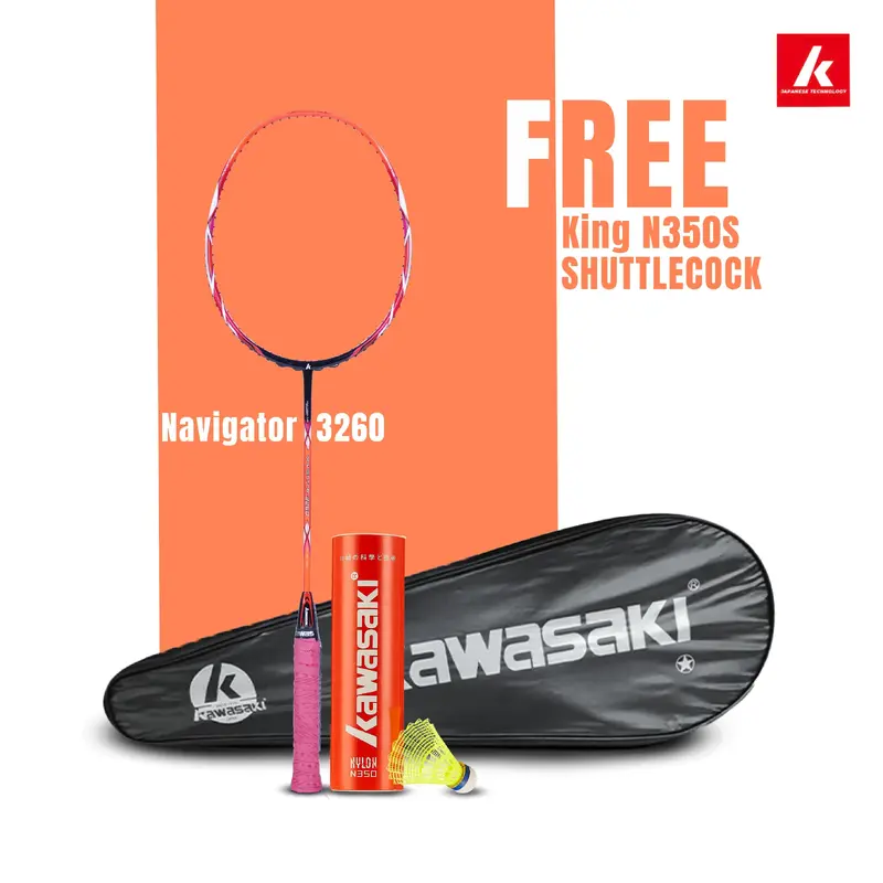 Navigator 3260 Unstrung Badminton Racket(Orange) - 3U/G1 Kawasaki | Kibi Sports