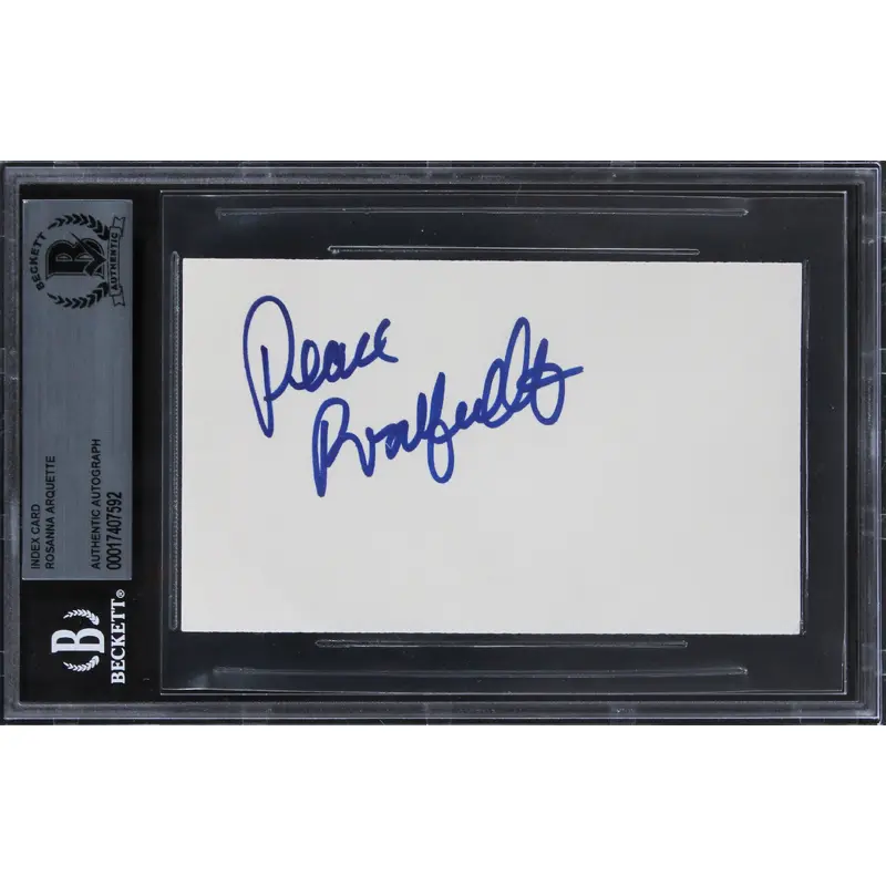 Rosanna Arquette Crash Peace Authentic Signed 3x5 Index Card BAS Slabbed 6
