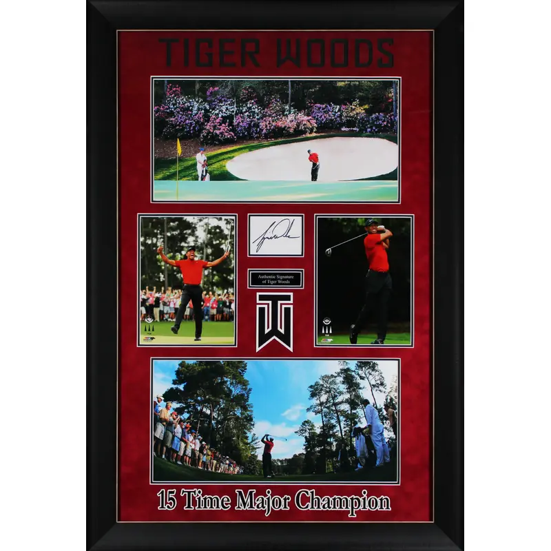 Tiger Woods Authentic Signed & Framed 4x3 Cut Signature BAS #AE13382
