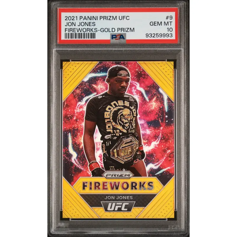 Jon Jones 2021 Panini Prizm UFC Fireworks Gold #10/10 PSA 10 Gem Mint