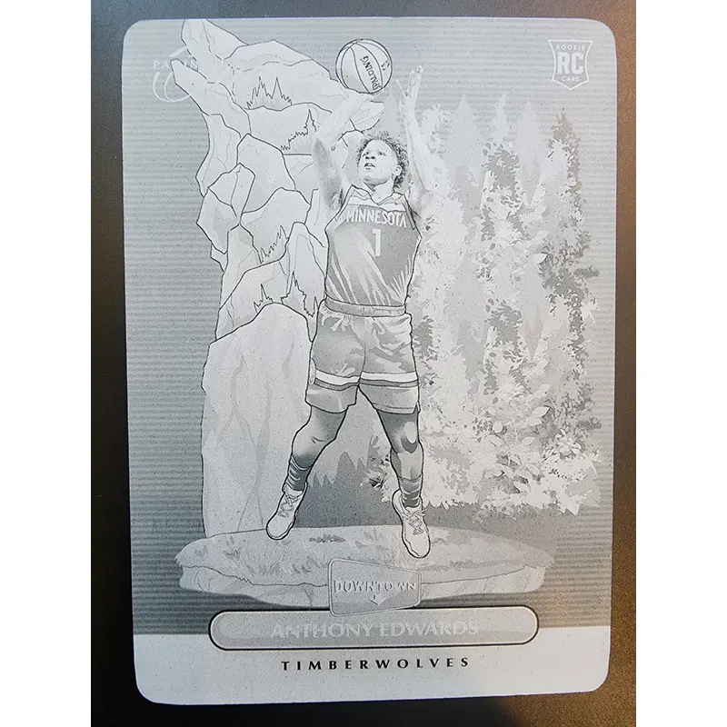 Anthony Edwards 2020 Panini One Downtown Black Plate #1/1
