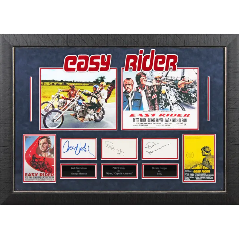 Easy Rider (3) Nicholson, Fonda & Hopper Signed Framed Display BAS #AD04870