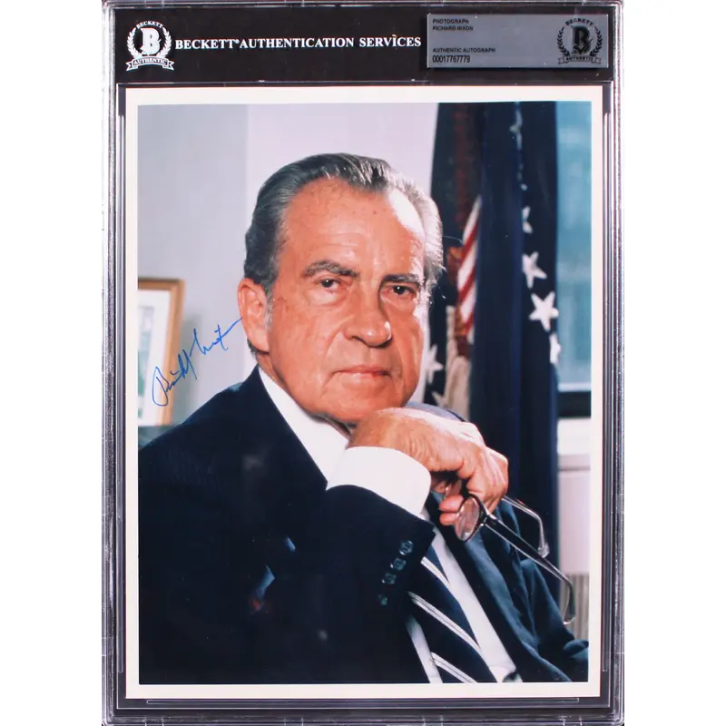 Richard Nixon Authentic Signed 8x10 Portrait Photo Autographed BAS Slabbed