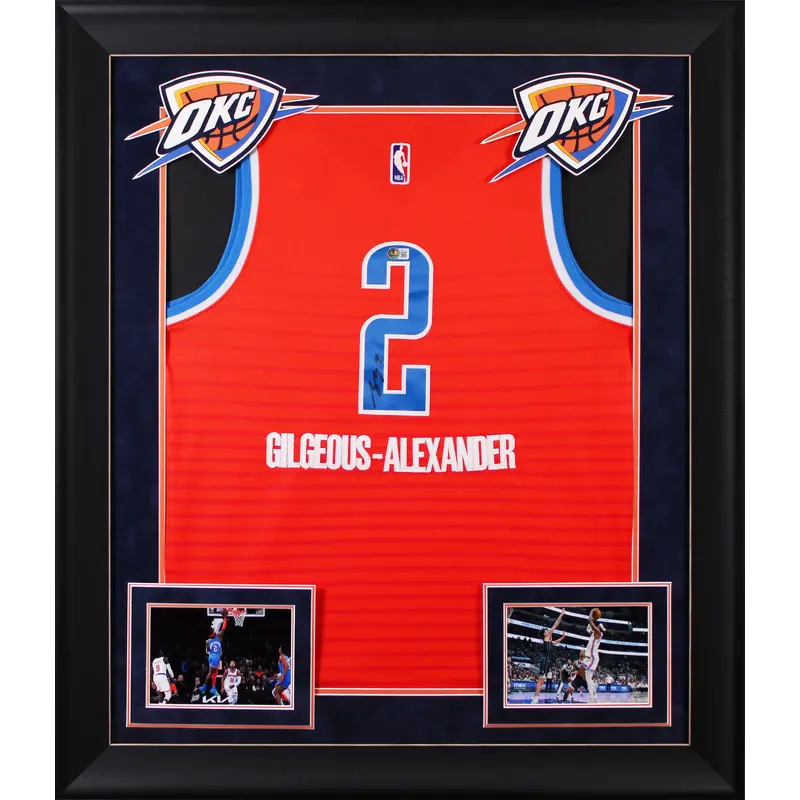 Thunder Shai Gilgeous-Alexander Signed Orange Nike Swingman Framed Jersey BAS