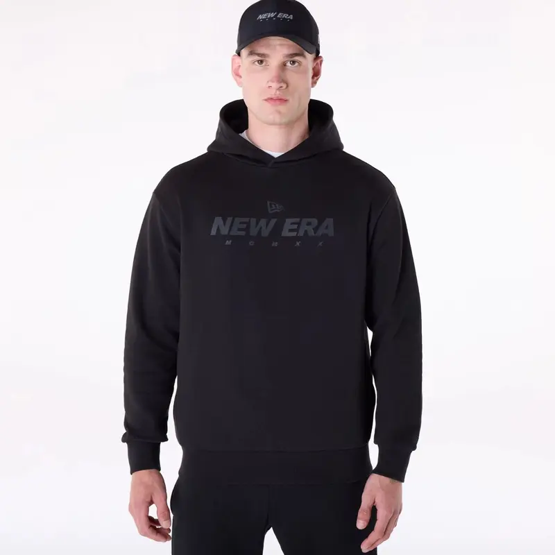 New Era Flag Logo Black MCMXX Oversized Pullover Hoodie