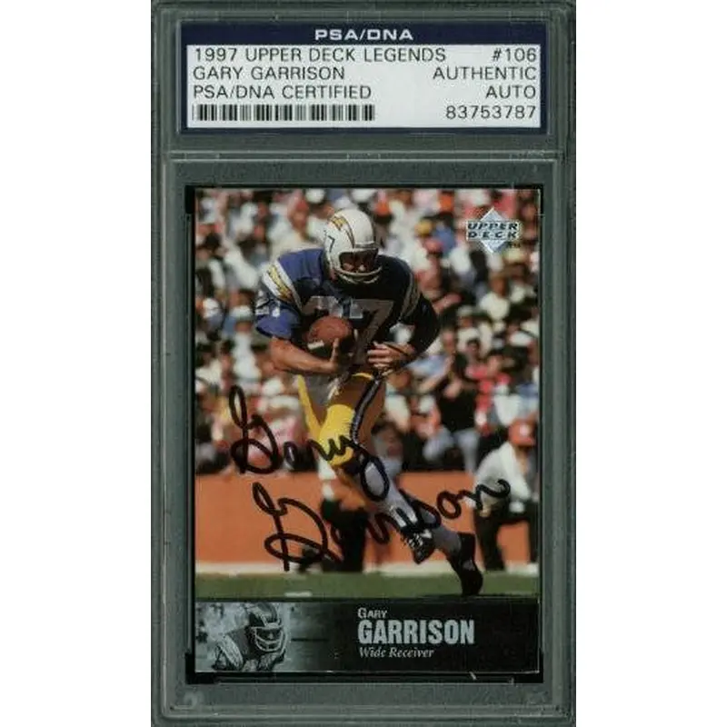 Chargers Gary Garrison Signed Card 1997 Upper Deck Legends #106 PSA/DNA Slabbed