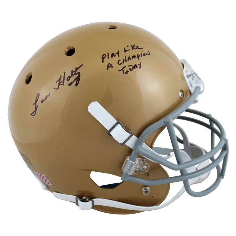 Nd Lou Holtz 'Play Like A Champion' Signed Full Size Rep Schutt Helmet BAS Wit