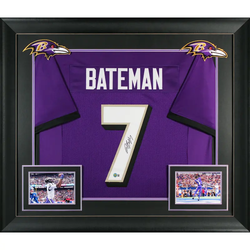 Rashod Bateman Authentic Signed Purple Pro Style Framed Jersey BAS Witnessed