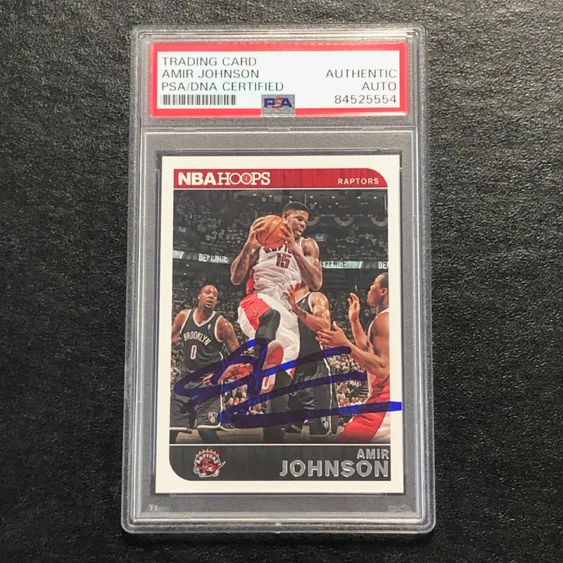 2014-15 NBA Hoops #238 Amir Johnson Signed Card AUTO PSA Slabbed Raptors