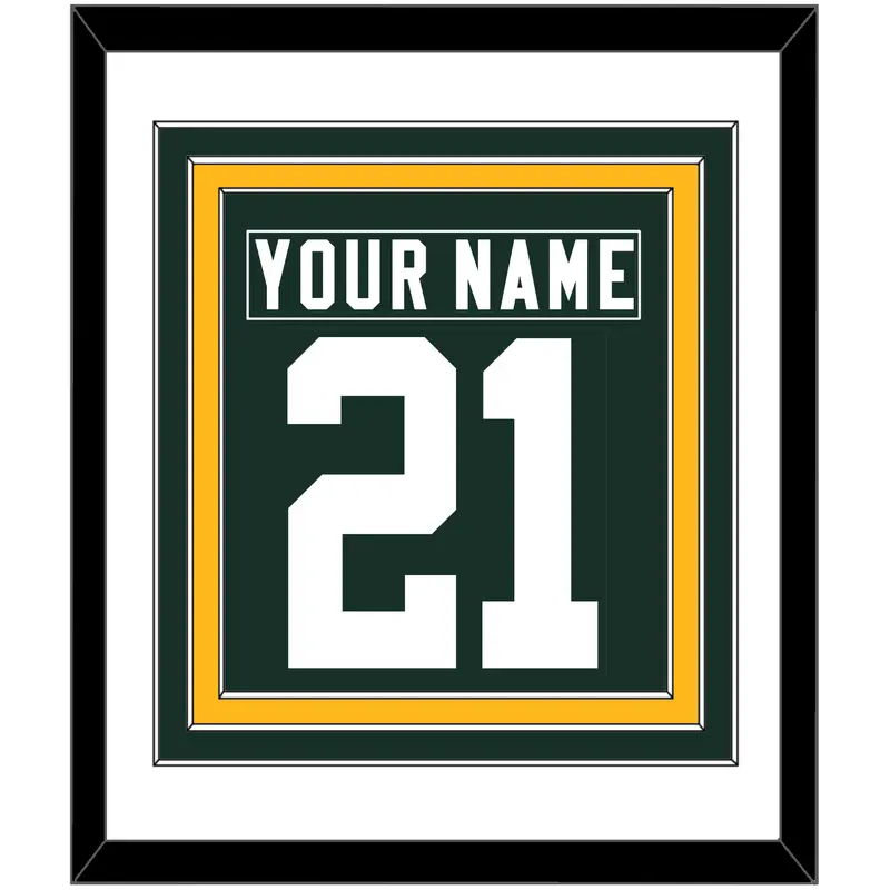 Green Bay Nameplate & Number (Back) Combined - Home Green - Triple Mat 1