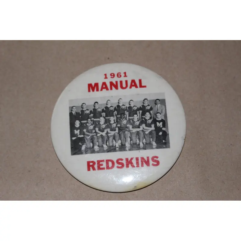 1961 Indianapolis Manual Pinback Button Van Arsdale Twins State Runners Up