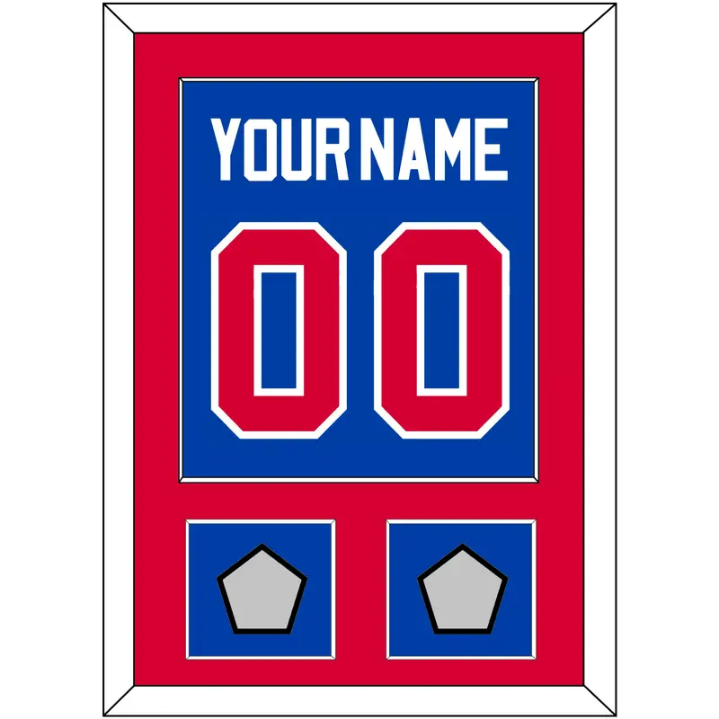 Detroit Name & Number With 2 Champions Trophy Patches - Road Blue (1981-1996) - Single Mat 2
