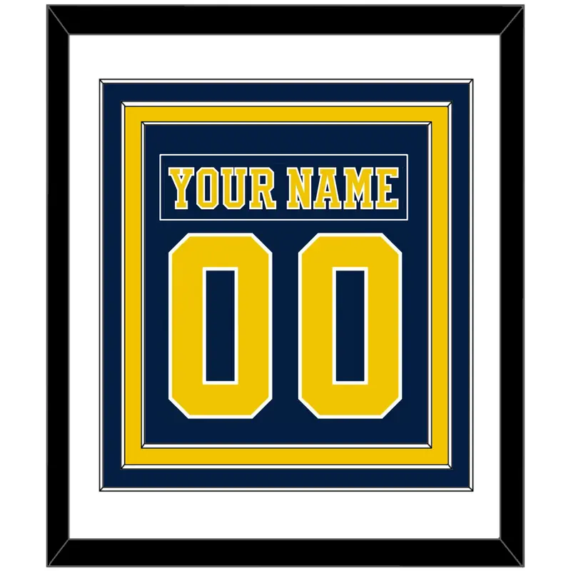 Michigan Hockey Nameplate & Number (Back) Combined - Road Blue (2019-2020) - Triple Mat 1
