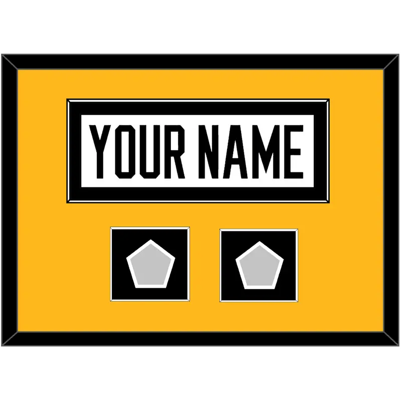 Pittsburgh Nameplate & 2 Stanley Cup Champions Patches - Road White - Single Mat 2