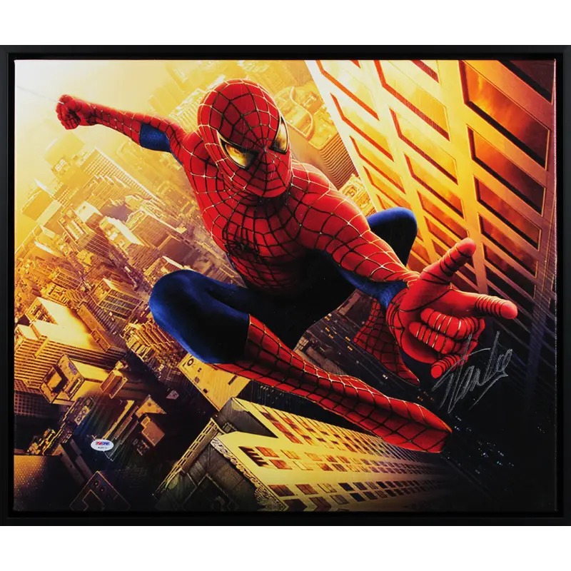 Stan Lee Marvel Authentic Signed & Framed 20x24 Spider-Man Canvas PSA #W18573
