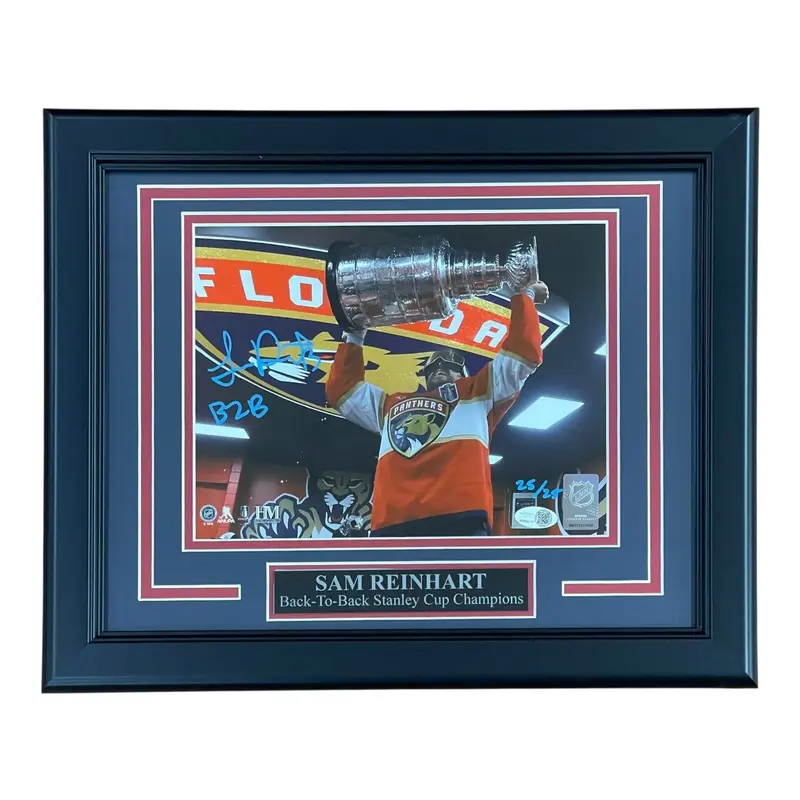 Sam Reinhart Autographed Florida Panthers (Back 2 Back) Deluxe Framed 8x10 Photo - JSA