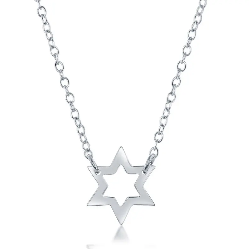 Sterling Silver Open Star Necklace