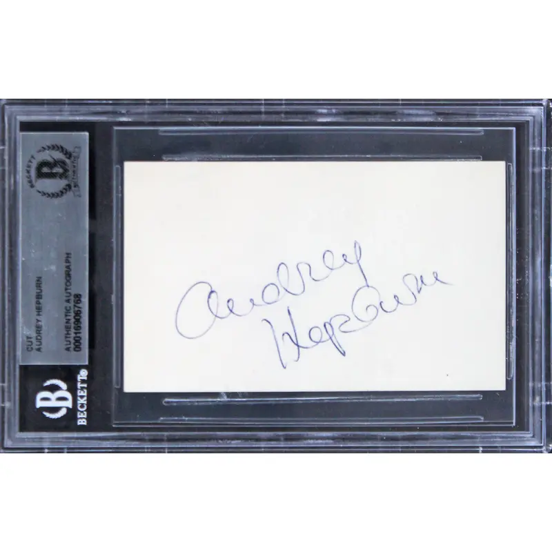 Audrey Hepburn Breakfast At Tiffany's Authentic Signed Business Card BAS Slabbed