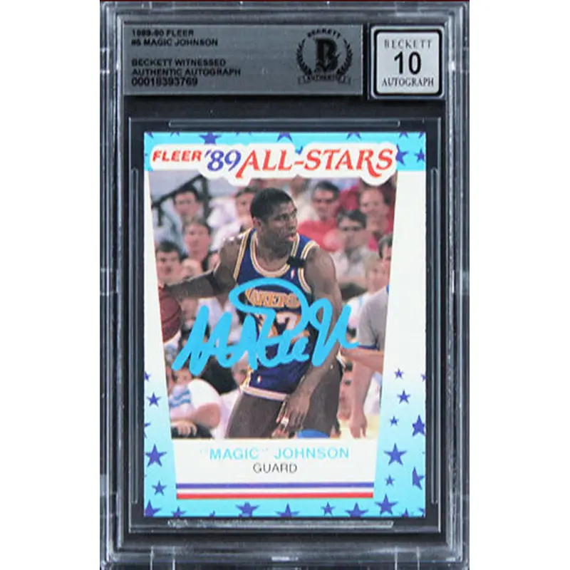 Lakers Magic Johnson Authentic Signed 1989 Fleer #5 Card Auto 10! BAS Slabbed
