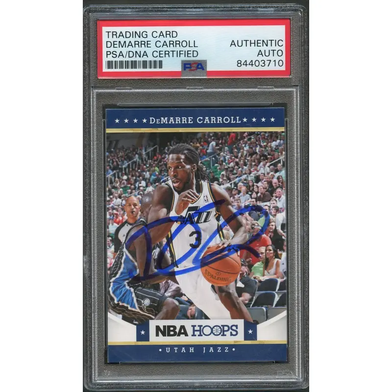 2012-13 NBA Hoops #142 DeMarre Carroll Signed Card AUTO PSA Slabbed Jazz