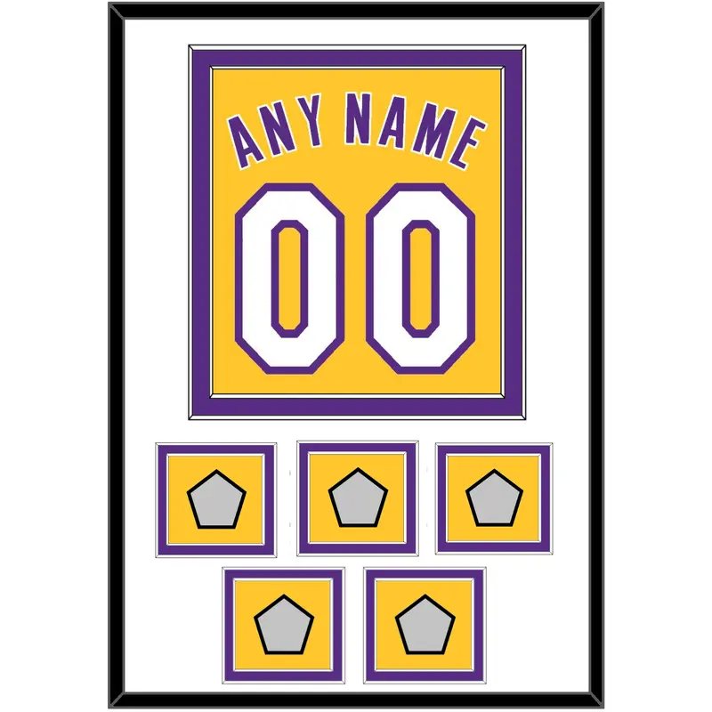 Los Angeles Name & Number With 5 Trophy Patches - Home Yellow (1999-2018) - Double Mat 1
