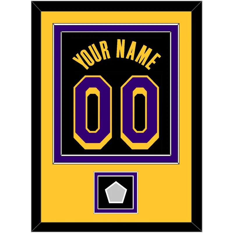 Los Angeles Name & Number With Champions Patch - Black Earned (2020-2021) - Double Mat 4