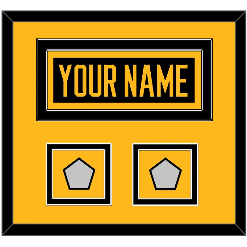 Pittsburgh Nameplate & 2 Stanley Cup Champions Patches - Home Black - Double Mat 2