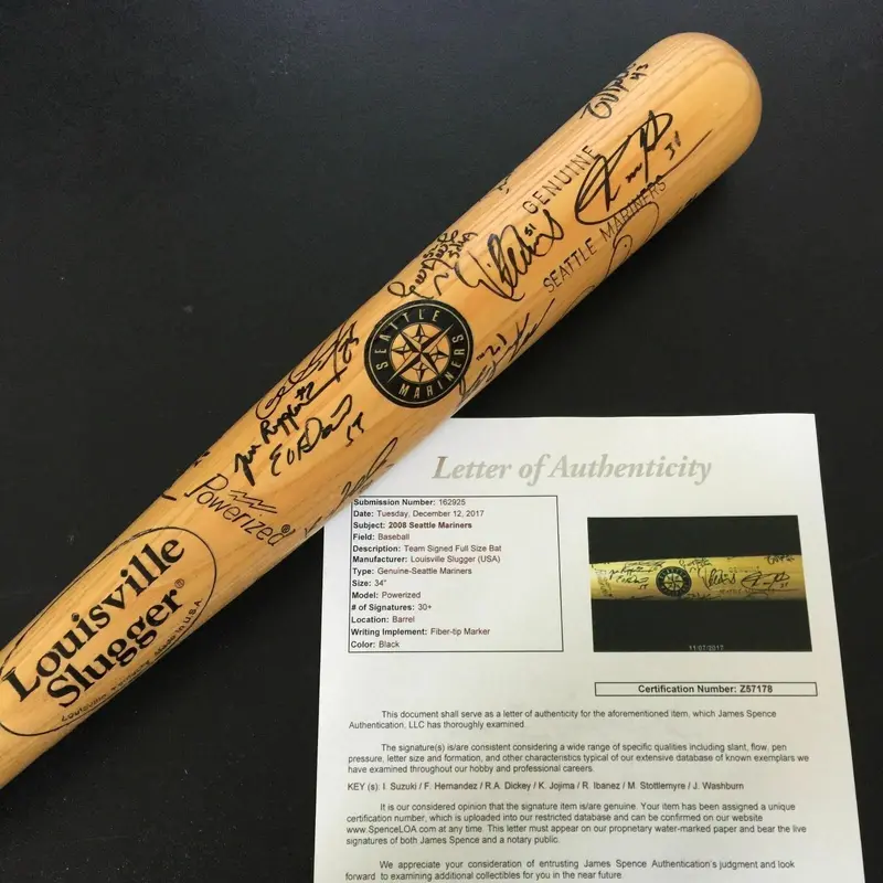 2008 Seattle Mariners Team Signed Bat Ichiro Suzuki Felix Hernandez 30+ JSA COA