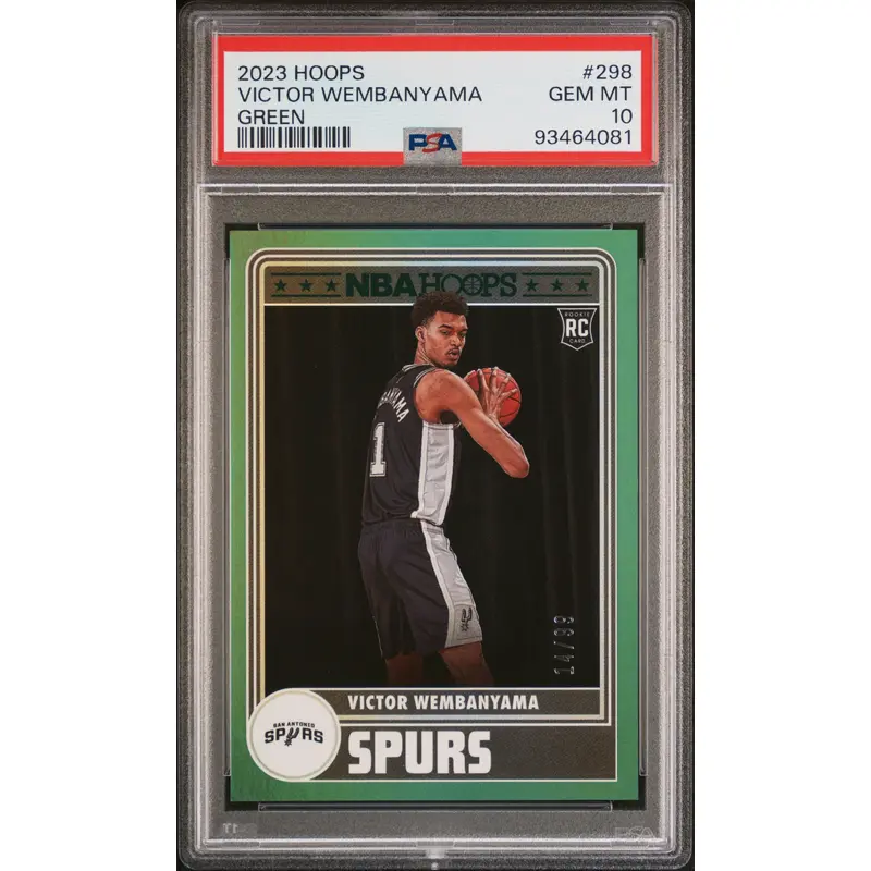 Victor Wembanyama 2023 Hoops #298 Green #14/99 PSA 10 Gem Mint
