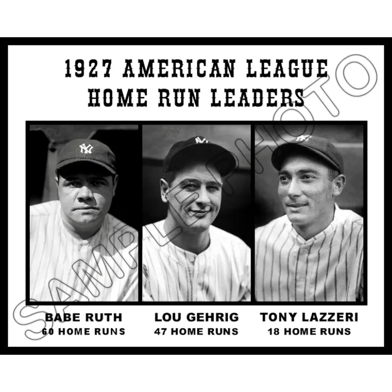 1927 AL Home Run Leaders 8X10 Photo - Ruth Gehrig Lazzeri - 857