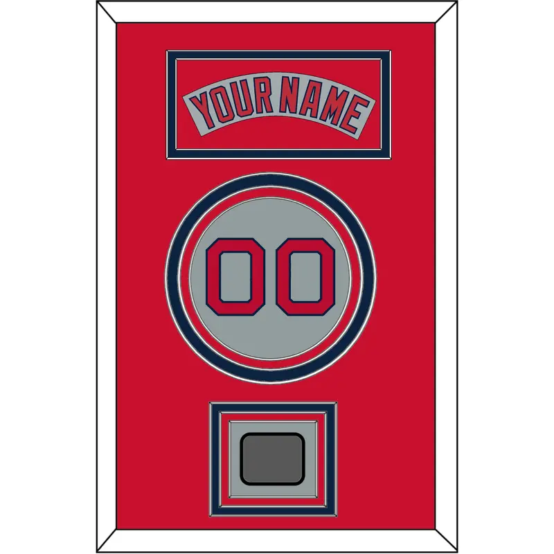 Boston Nameplate, Number & World Series Jersey Patch - Road Gray (1992-2008) - Triple Mat 3