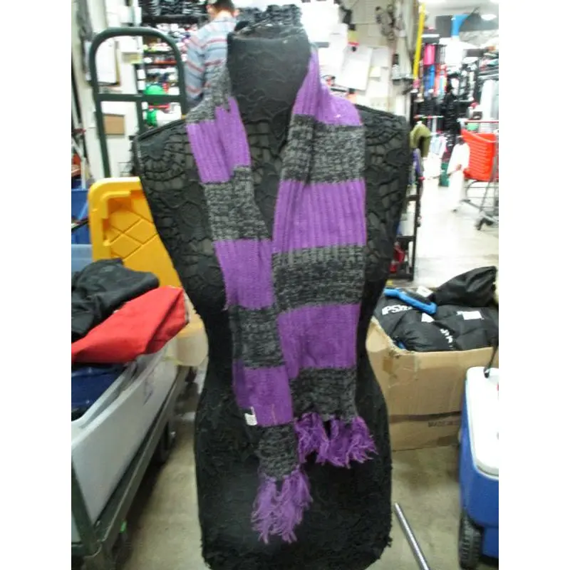 Used Purple and Black Knit Scarf