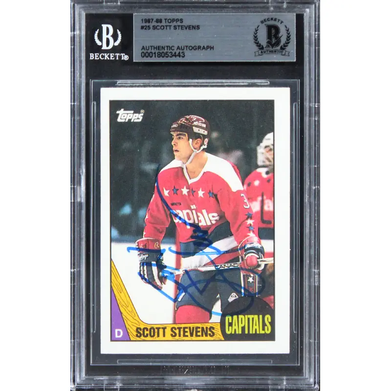 Capitals Scott Stevens Authentic Signed 1987 Topps #25 Card BAS Slabbed