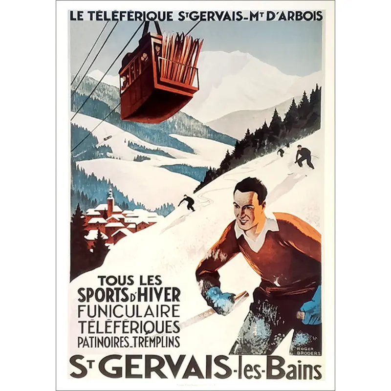 Vintage Skiing "St Gervais-les-Bains" c.1932 Poster Reproduction - Editions Clouets
