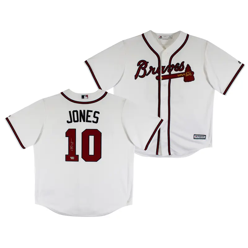 Braves Chipper Jones Authentic Signed White Majestic Cool Base Jersey Fanatics