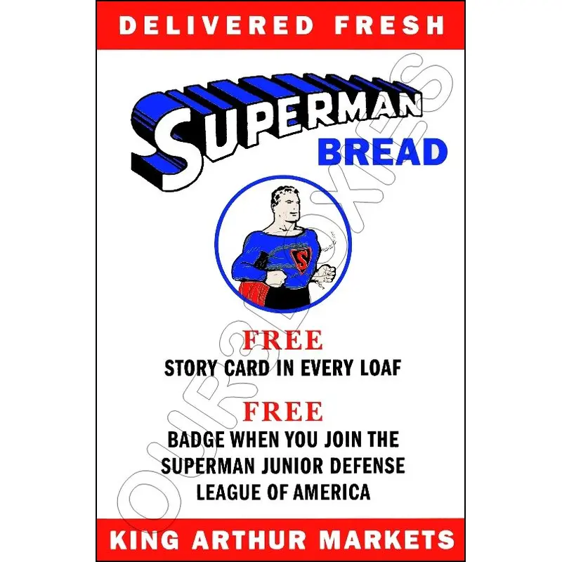 1941 Superman Bread Store Counter Standup Sign - King Arthur Markets - 2609