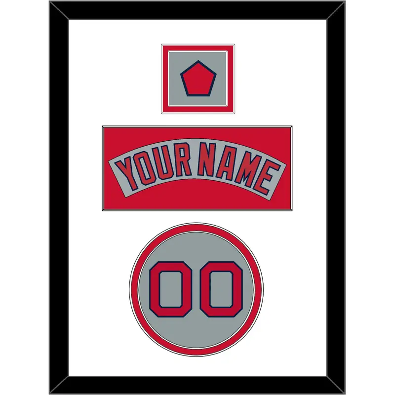 Boston Nameplate, Number & Logo Patch - Road Gray (1992-2008) - Double Mat 2