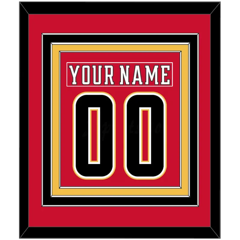 Calgary Nameplate & Number (Back) Combined - Home Red (2017-2020) - Triple Mat 2