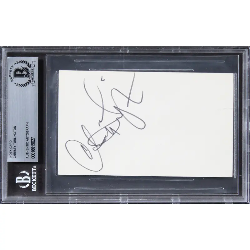 Christy Turlington Model Authentic Signed 3x5 Index Card BAS Slabbed 1