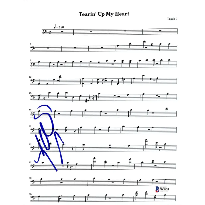 Lance Bass N'Sync Authentic Signed Tearin' Up My Heart Music Sheet BAS #G45830
