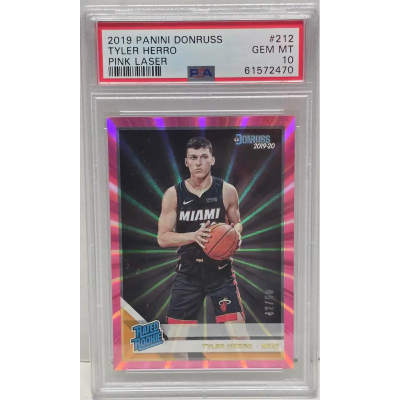 Tyler Herro 2019 Donruss Rookie #212 Pink Laser #42/50 PSA 10 Gem Mint