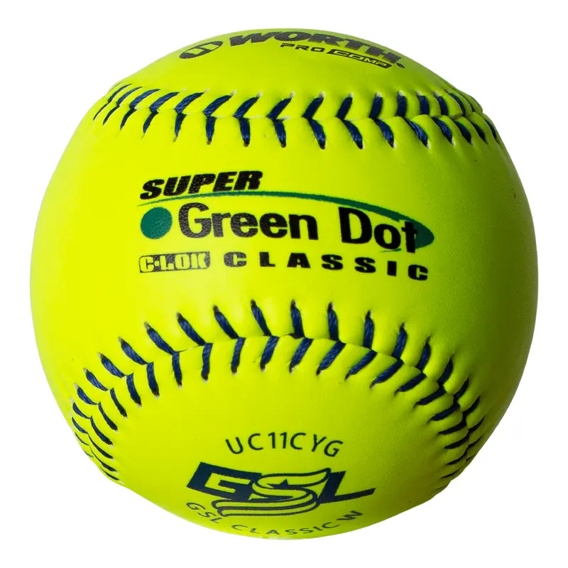 Worth Super Green Dot Class W Composite 44/400 GSL 11" Slowpitch Softballs - UC11CYG