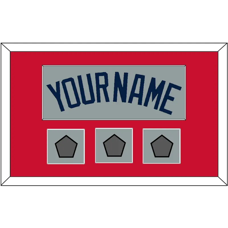 Boston Name & Three World Series Jersey Patches - Road Gray (2009-2013) - Single Mat 2