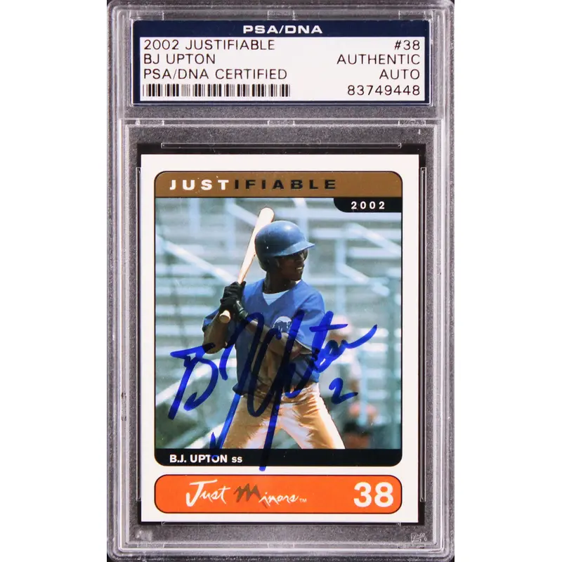 Melvin (BJ) Upton Authentic Signed 2002 Justifiable #38 Rookie Card PSA/DNA Slab