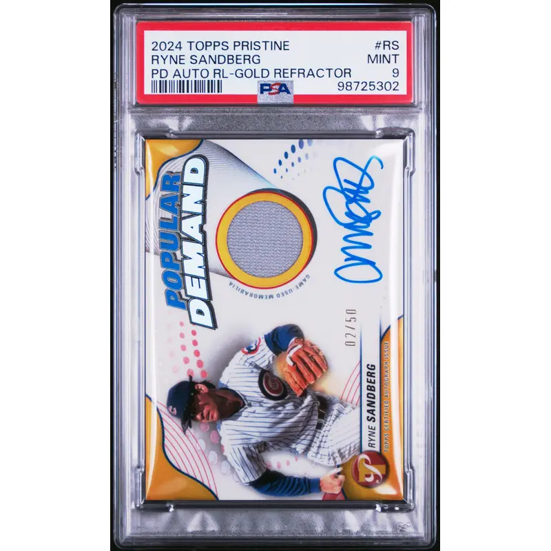 Ryne Sandberg 2024 Topps Pristine Popular Demand Gold Jersey Auto #2/50 PSA 9 Mint