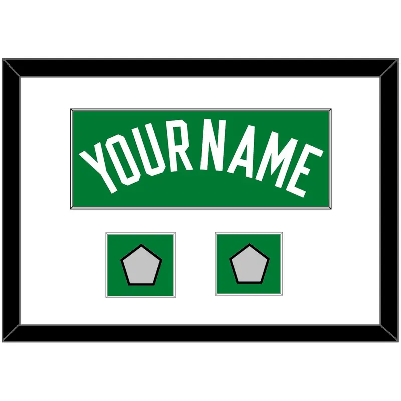 Boston Name & 2 Trophy Patches - Road Green (1972-2018) - Single Mat 1