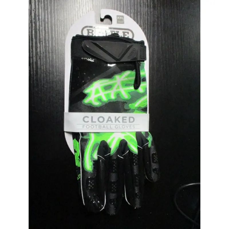 New Battle Cloaked "Nightmare" Neon Green Football Receiver Gloves - Adult XXL