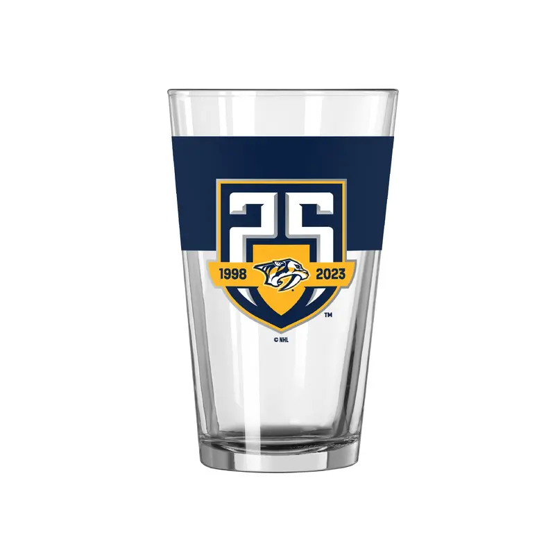 Nashville Predators 25th Anniversary Color Block 16oz Pint Glass