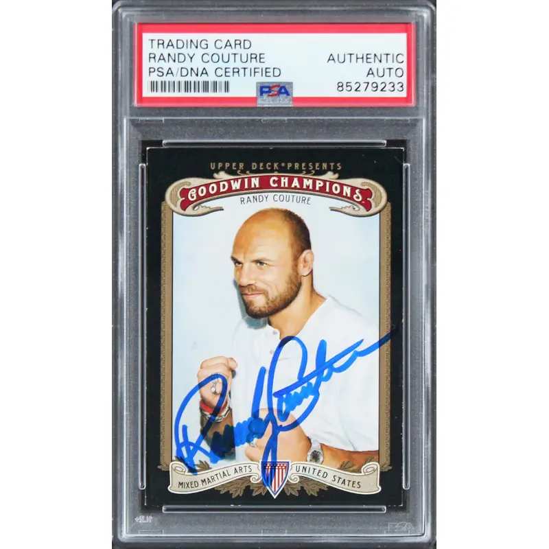 Randy Couture Signed 2012 Upper Deck Goodwin Champions #80 Card PSA/DNA Slabbed